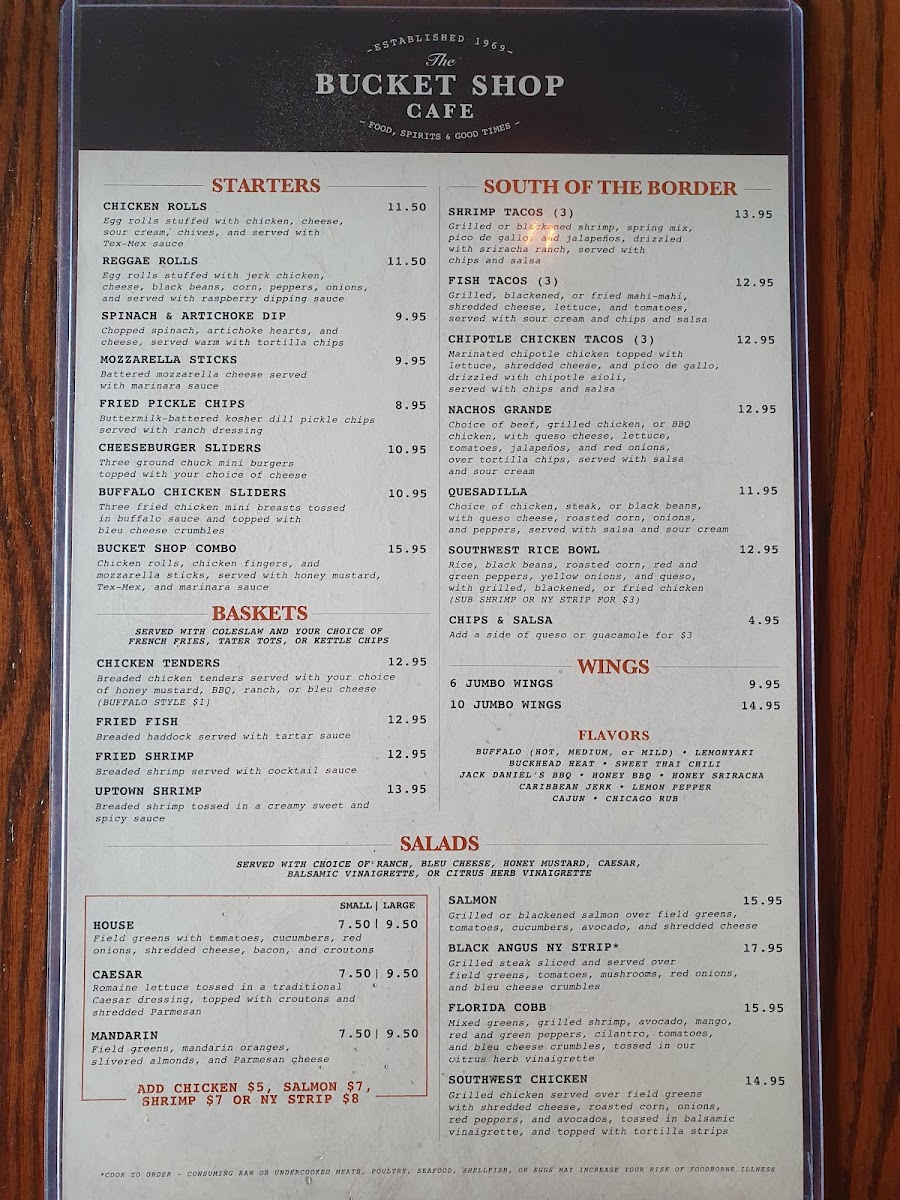 The Bucket Shop Cafe Menu - Image 2