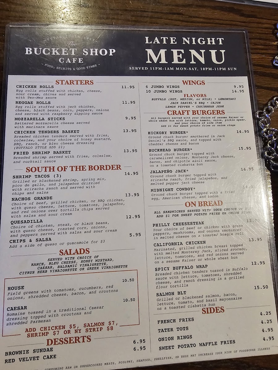 The Bucket Shop Cafe Menu - Image 3