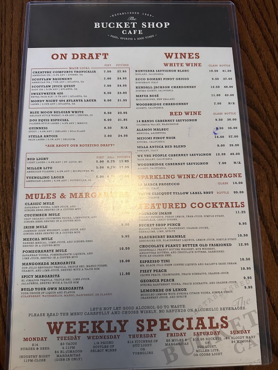 The Bucket Shop Cafe Menu - Image 4